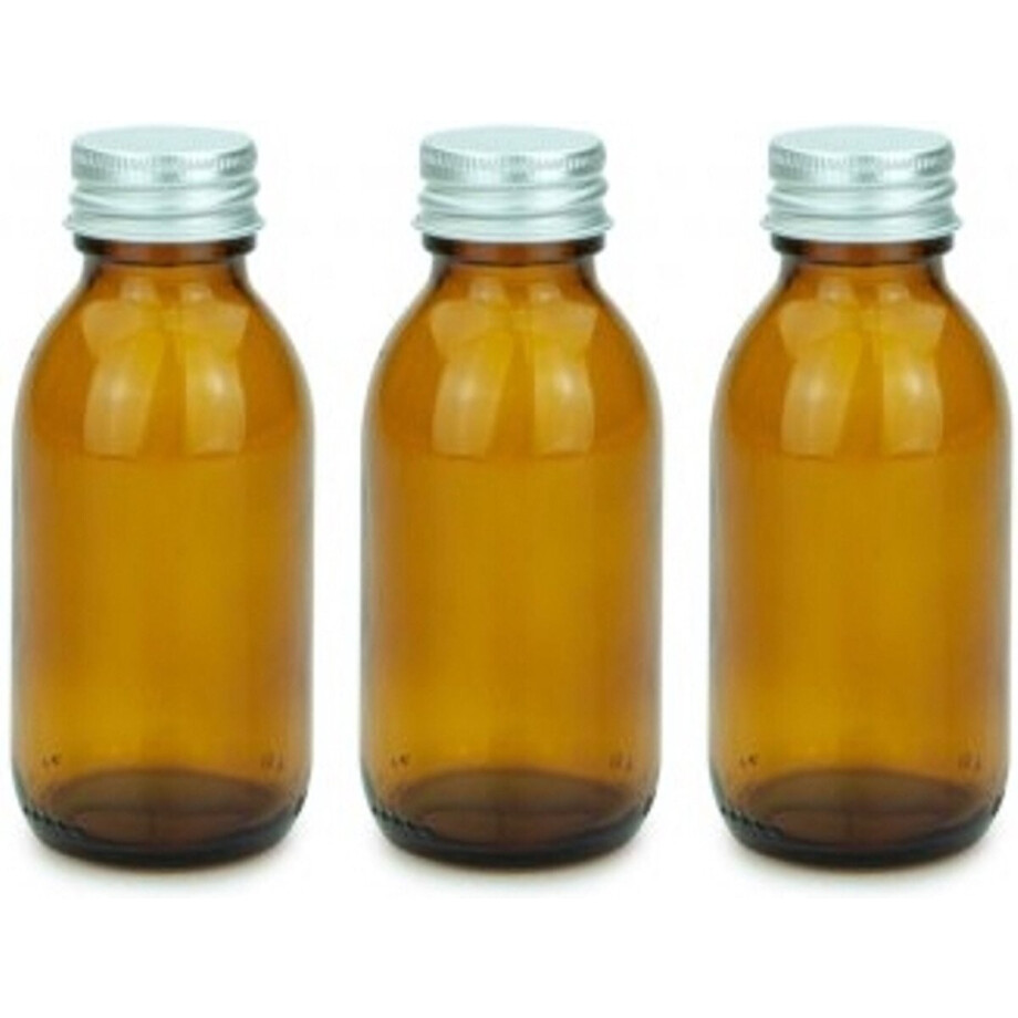 10x Glazen Flessen 100ml Leeg - Aluminium Draaidop - Amber Glas - Lege Siroopflessen afbeelding 1