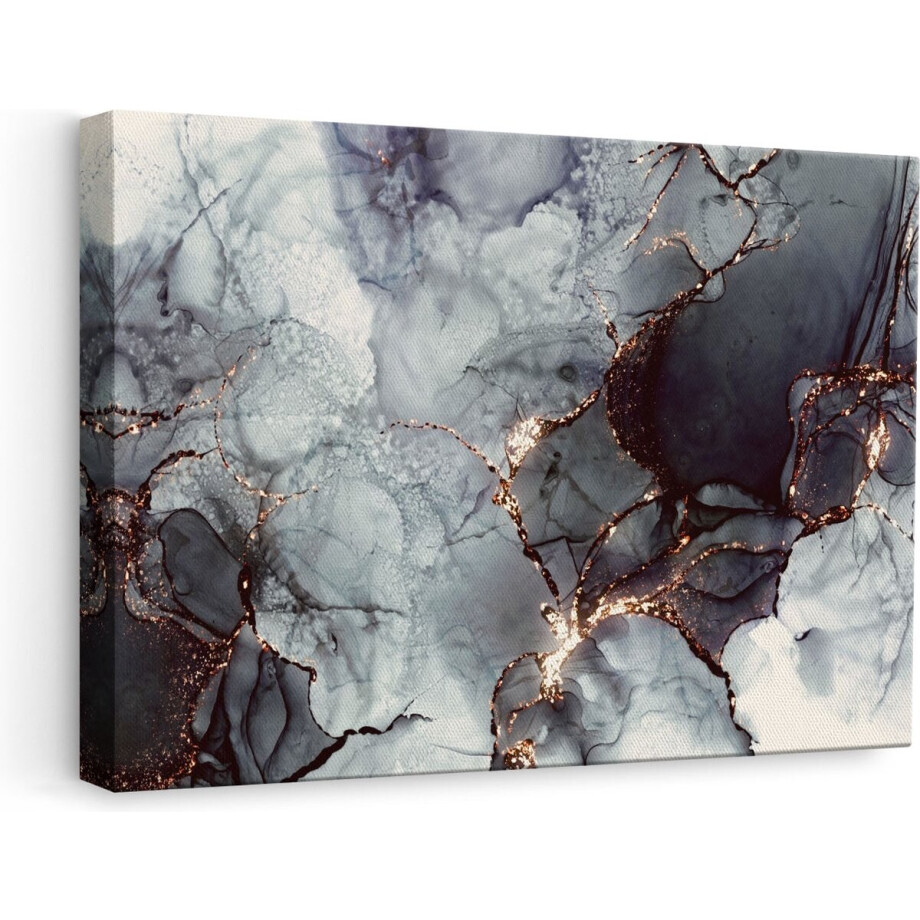 Artaza Canvas Schilderij Abstract - 60x40 cm - Wanddecoratie Marmer Goud - Muurdecoratie Woonkamer - Schilderijen Op Canvas afbeelding 1