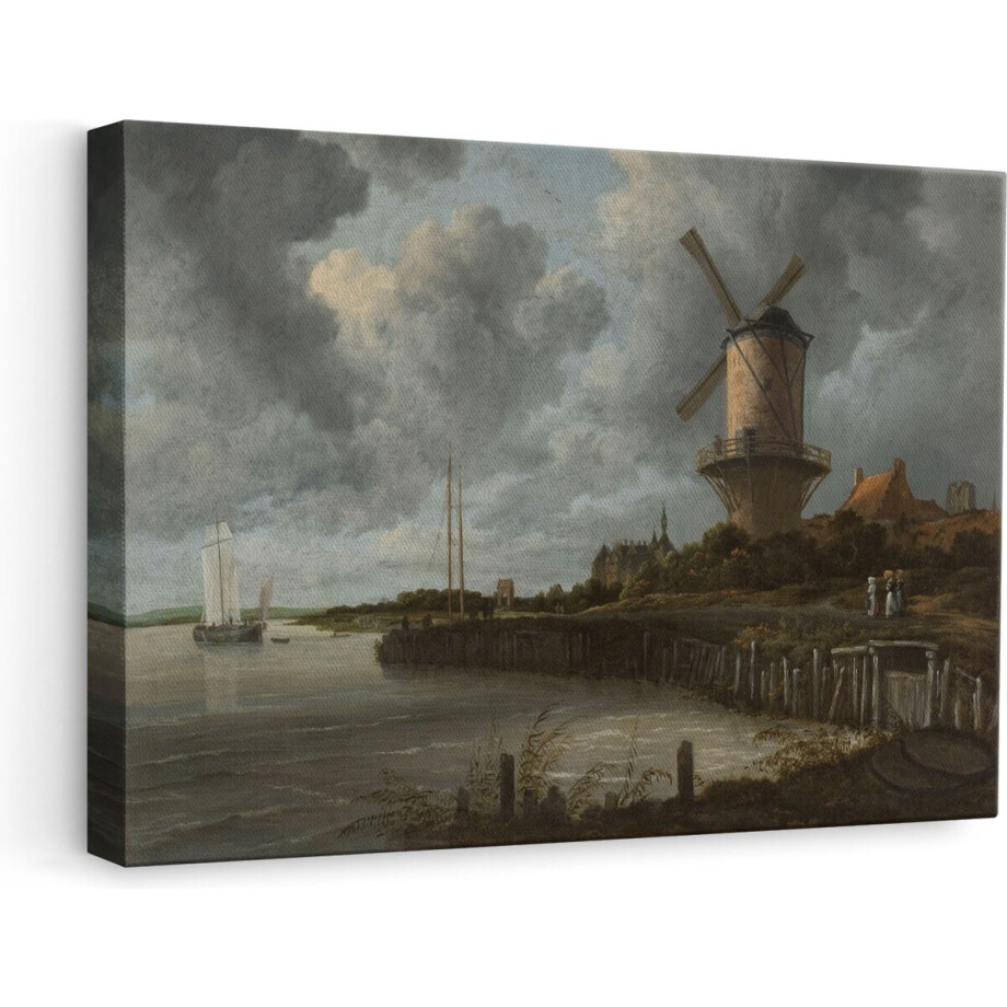 Artaza Canvas Schilderij De Molen bij Wijk bij Duurstede - Jacob van Ruisdael - 60x40 cm - Wanddecoratie Woonkamer - Poster Schilderijen - Muurdecoratie afbeelding 1