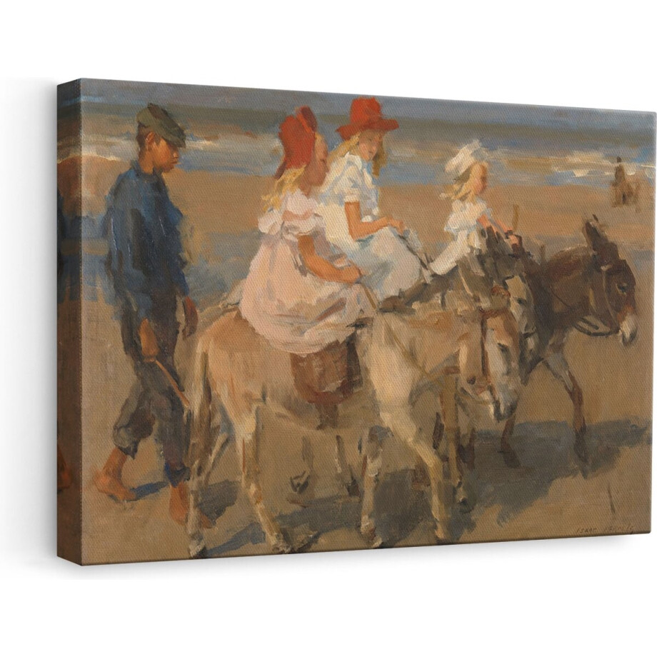 Artaza Canvas Schilderij Ezeltje Rijden langs het Strand - Isaac Israels - 60x40 - Poster Foto op Canvas - Canvas Print afbeelding 1