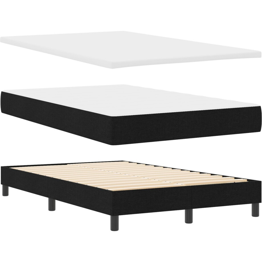 vidaXL - Boxspring - bed - met - hoofdeinde - Zwart - 120 - x - 190 - cm - Stof afbeelding 1