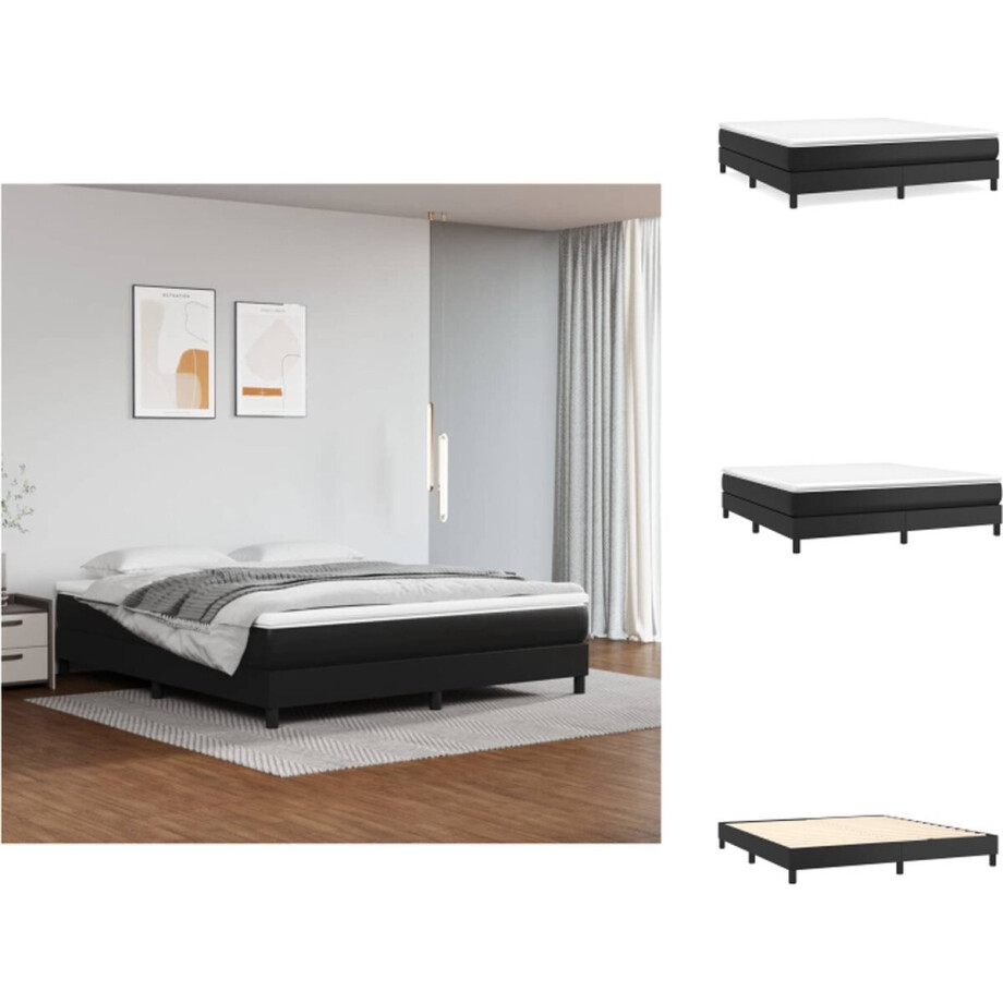 vidaXL - Boxspring - bed - kunstleer - zwart - 180x200 - cm afbeelding 1