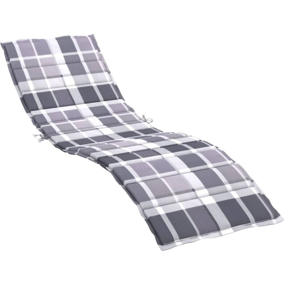 vidaXL - Ligbedkussen - 200x50x3 - cm - oxford - stof - ruitpatroon - grijs vidaXL - Ligbedkussen - 200x50x3 - cm - oxford - stof - ruitpatroon - grijs afbeelding 1