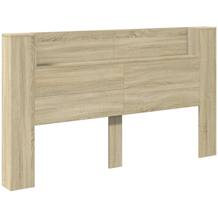 vidaXL - Hoofdeinde - Kast - met - LED - met - plank - Sonoma - 180 - x - 16,5 - x - 103,5 - cm afbeelding 1