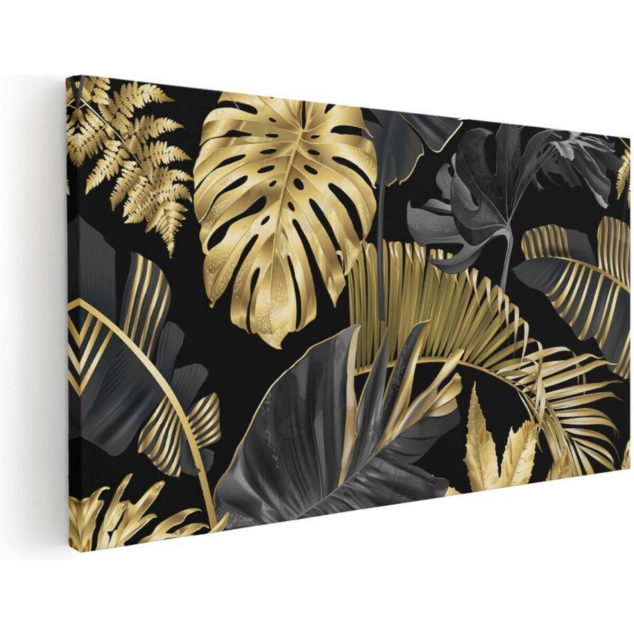 Artaza Canvas Schilderij Botanisch Bladeren - 120x60 cm - Groot - Wanddecoratie Jungle - Muurdecoratie Botanisch - Schilderijen Op Canvas Goud Zwart Artaza Canvas Schilderij Botanisch Bladeren - 120x60 cm - Groot - Wanddecoratie Jungle - Muurdecoratie Botanisch - Schilderijen Op Canvas Goud Zwart afbeelding 1