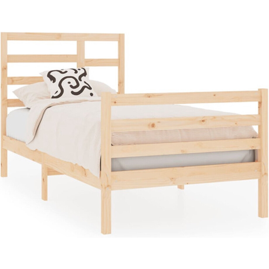 vidaXL - Bedframe - massief - hout - 75x190 - cm afbeelding 1