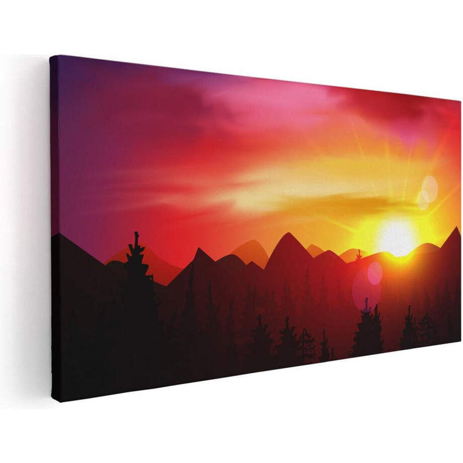 Artaza Canvas Schilderij Zonsondergang In De Bergen - Abstract - 40x20 - Klein - Foto Op Canvas - Canvas Print afbeelding 1