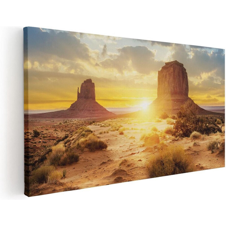 Artaza Canvas Schilderij Monument Valley - 40x20 cm - Klein - Wanddecoratie Zonsondergang - Muurdecoratie Woestijn - Schilderijen Op Canvas Amerika Artaza Canvas Schilderij Monument Valley - 40x20 cm - Klein - Wanddecoratie Zonsondergang - Muurdecoratie Woestijn - Schilderijen Op Canvas Amerika afbeelding 1