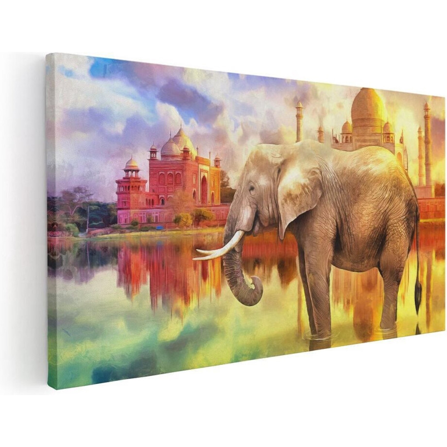 Artaza Canvas Schilderij Getekende Olifant Bij Taj Mahal - Abstract - 80x40 - Foto Op Canvas - Canvas Print Artaza Canvas Schilderij Getekende Olifant Bij Taj Mahal - Abstract - 80x40 - Foto Op Canvas - Canvas Print afbeelding 1