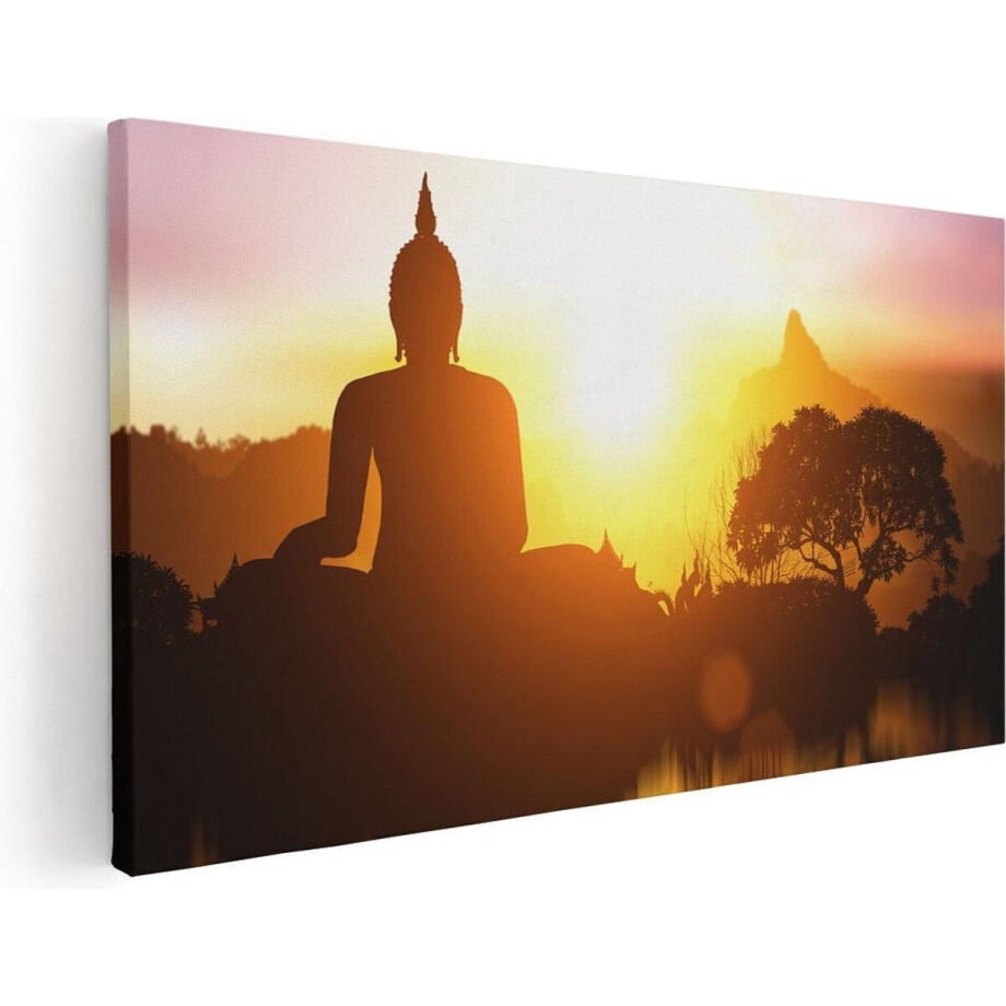Artaza Canvas Schilderij Silhouet Van Boeddha Beeld Met Zonsondergang - 120x60 - Groot - Foto Op Canvas - Canvas Print Artaza Canvas Schilderij Silhouet Van Boeddha Beeld Met Zonsondergang - 120x60 - Groot - Foto Op Canvas - Canvas Print afbeelding 1