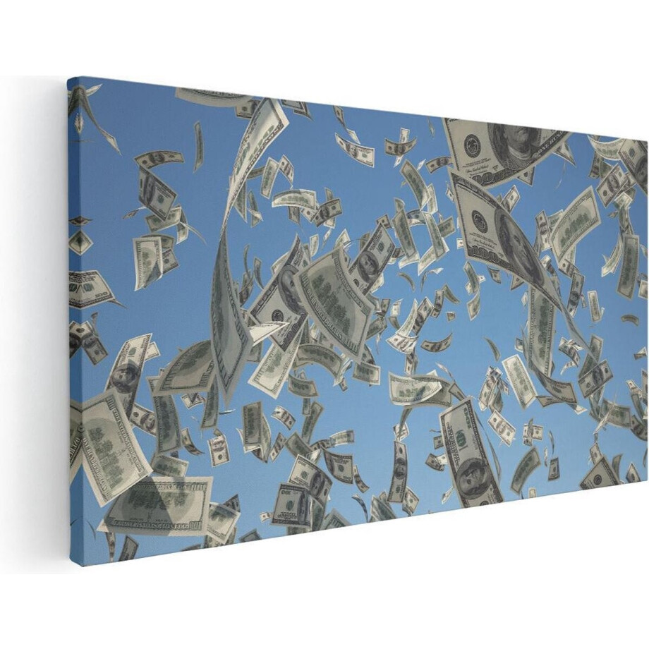 Artaza Canvas Schilderij Dollar Biljetten - 60x30 cm - Wanddecoratie Money - Muurdecoratie Woonkamer - Kamer Accessoires afbeelding 1