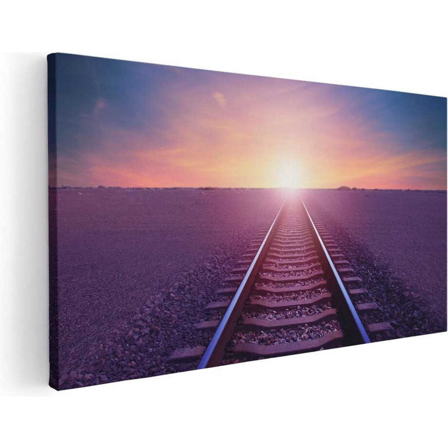 Artaza Canvas Schilderij Rails Spoorweg In De Woestijn Bij Zonondergang - 80x40 - Foto Op Canvas - Canvas Print Artaza Canvas Schilderij Rails Spoorweg In De Woestijn Bij Zonondergang - 80x40 - Foto Op Canvas - Canvas Print afbeelding 1