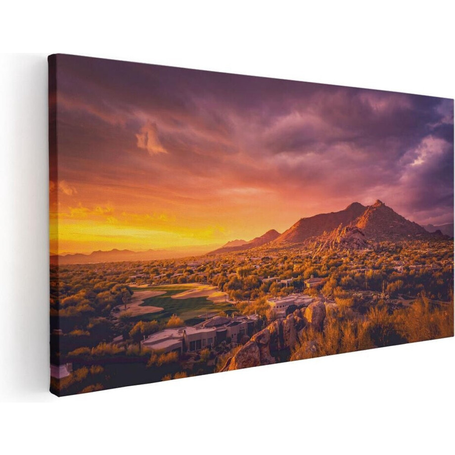 Artaza Canvas Schilderij Zonsondergang - 100x50 cm - Wanddecoratie Bergen - Muurdecoratie Landschap - Schilderijen Op Canvas Natuur Artaza Canvas Schilderij Zonsondergang - 100x50 cm - Wanddecoratie Bergen - Muurdecoratie Landschap - Schilderijen Op Canvas Natuur afbeelding 1