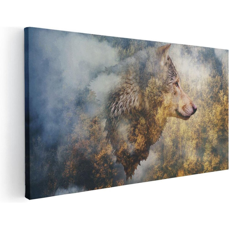 Artaza Canvas Schilderij Wolvenkop Op Een Herfstbos - Wolf - Abstract - 60x30 - Foto Op Canvas - Canvas Print Artaza Canvas Schilderij Wolvenkop Op Een Herfstbos - Wolf - Abstract - 60x30 - Foto Op Canvas - Canvas Print afbeelding 1