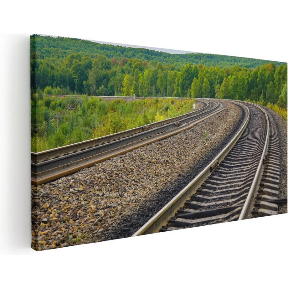 Artaza Canvas Schilderij Rails Spoorwegen In Een Bocht - 80x40 - Foto Op Canvas - Canvas Print Artaza Canvas Schilderij Rails Spoorwegen In Een Bocht - 80x40 - Foto Op Canvas - Canvas Print afbeelding 1