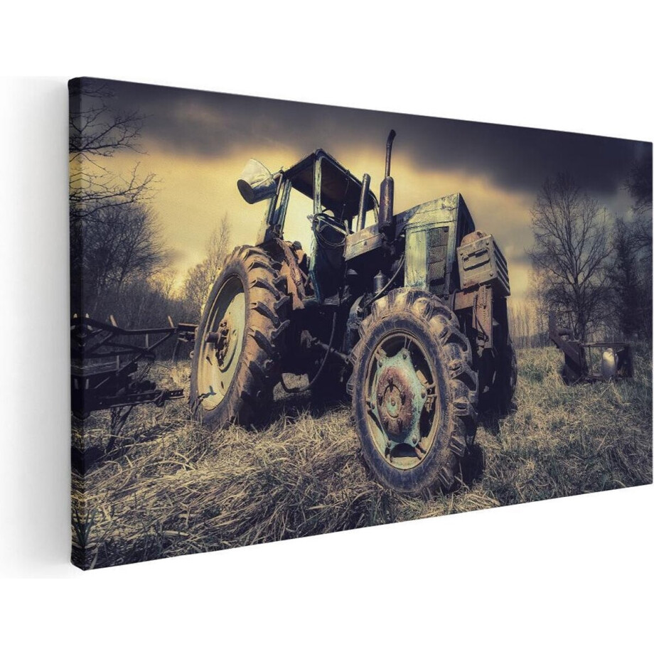 Artaza Canvas Schilderij Oude Tractor op het Grasveld - Trekker - 80x40 - Foto Op Canvas - Canvas Print afbeelding 1