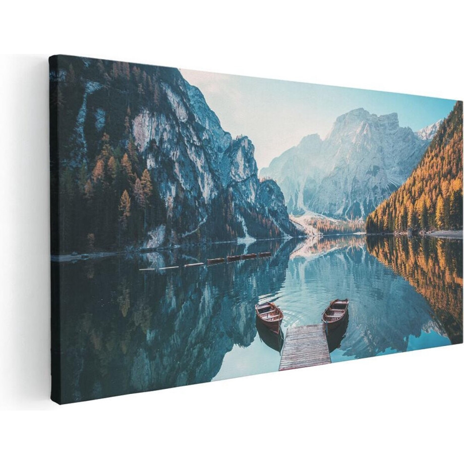 Artaza Canvas Schilderij Twee Bootjes Op Het Meer In De Bergen - 40x20 - Klein - Foto Op Canvas - Canvas Print Artaza Canvas Schilderij Twee Bootjes Op Het Meer In De Bergen - 40x20 - Klein - Foto Op Canvas - Canvas Print afbeelding 1