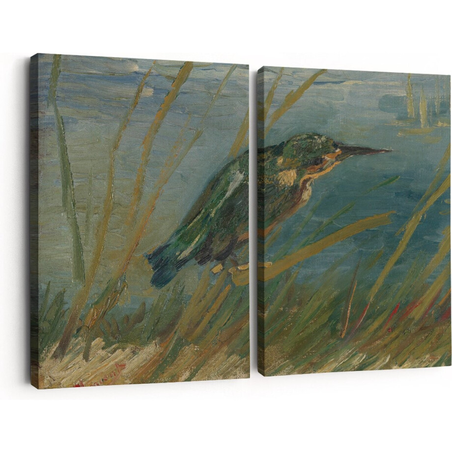Artaza Canvas Schilderij Tweeluik IJsvogel aan de Waterkant - Vincenct van Gogh - 60x40 - Klein - Foto Op Canvas - Canvas Print afbeelding 1