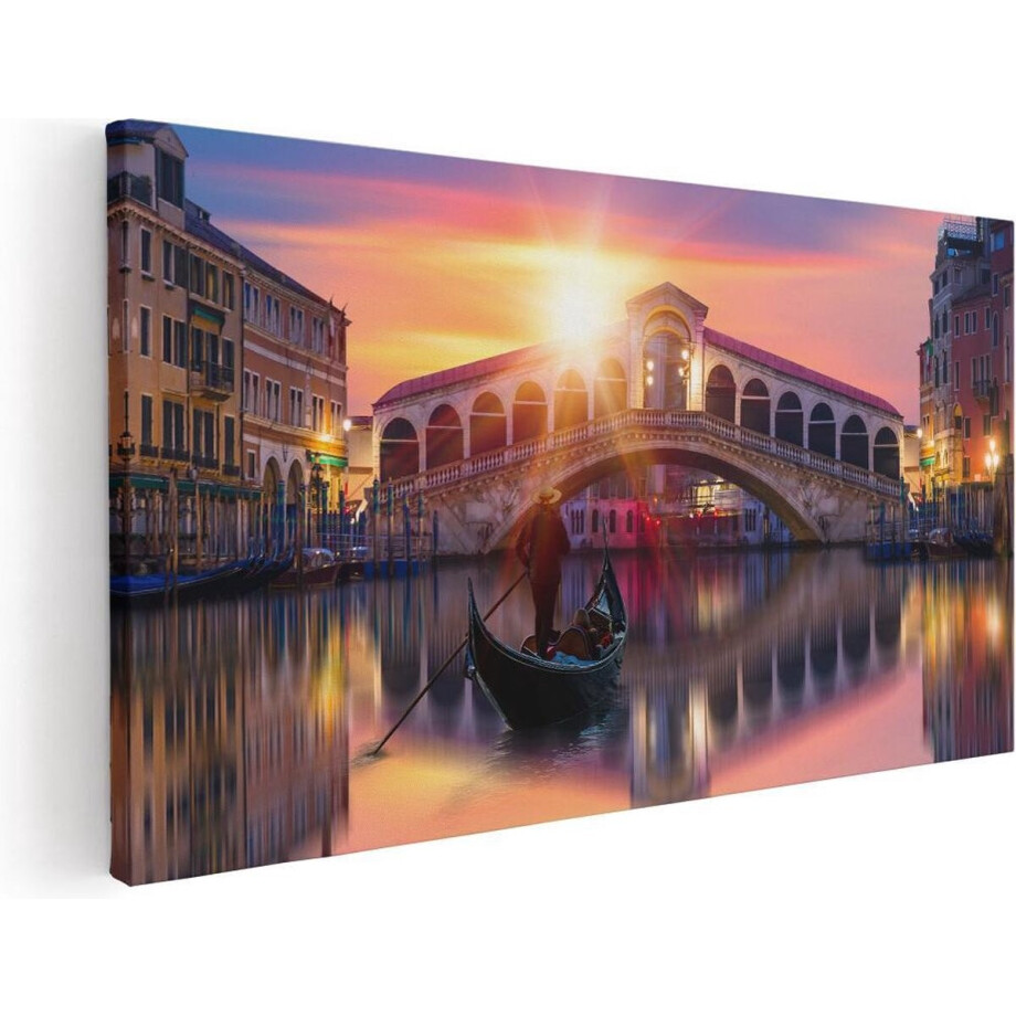 Artaza Canvas Schilderij Gondel bij de Rialtobrug in Venetië, Italië - 60x30 - Foto Op Canvas - Canvas Print afbeelding 1