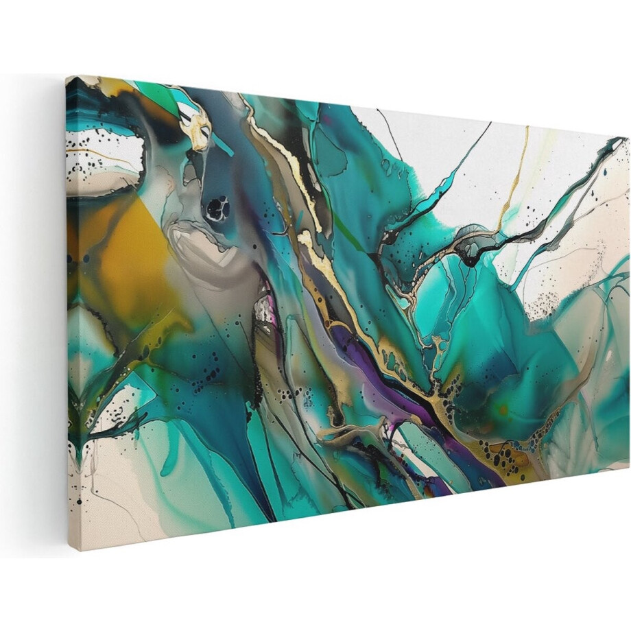 Artaza Canvas Schilderij Abstract - 120x60 cm - Groot - Wanddecoratie Woonkamer - Muurdecoratie Goud - Schilderijen Op Canvas afbeelding 1