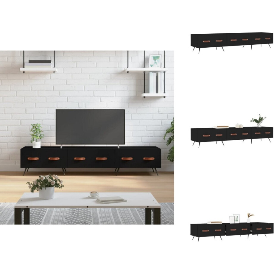 vidaXL Tv-meubel - Tv-meubelen - Tv Kast - Opbergkast - Tv-meubel 150x36x30 cm bewerkt hout zwart afbeelding 1