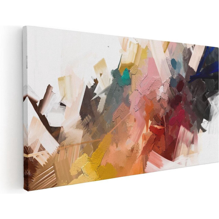 Artaza Canvas Schilderij Abstracte Kunst - Kleurrijke Olieverf - 100x50 cm - Groot - Wanddecoratie Woonkamer - Schilderijen - Muurdecoratie afbeelding 1