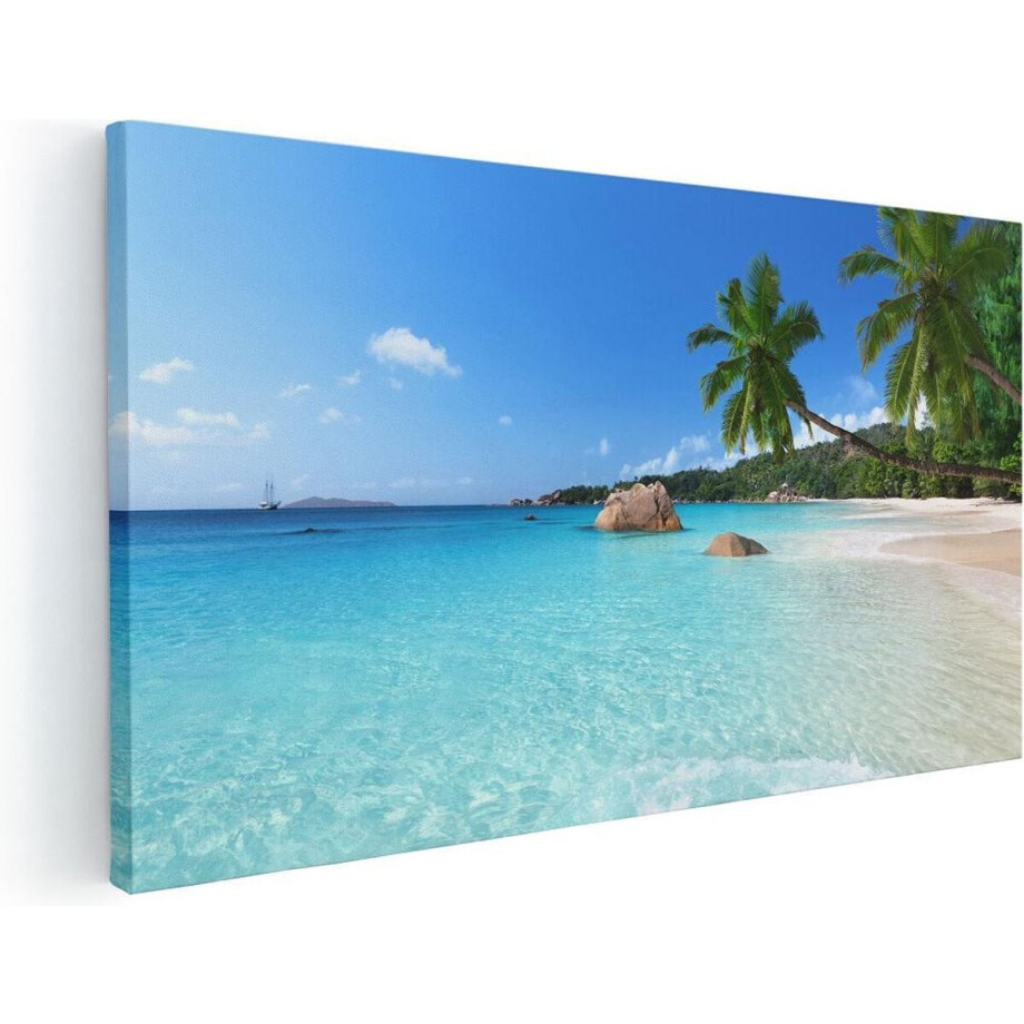 Artaza Canvas Schilderij Tropisch Strand En Zee  - 40x20 - Klein - Foto Op Canvas - Canvas Print afbeelding 1