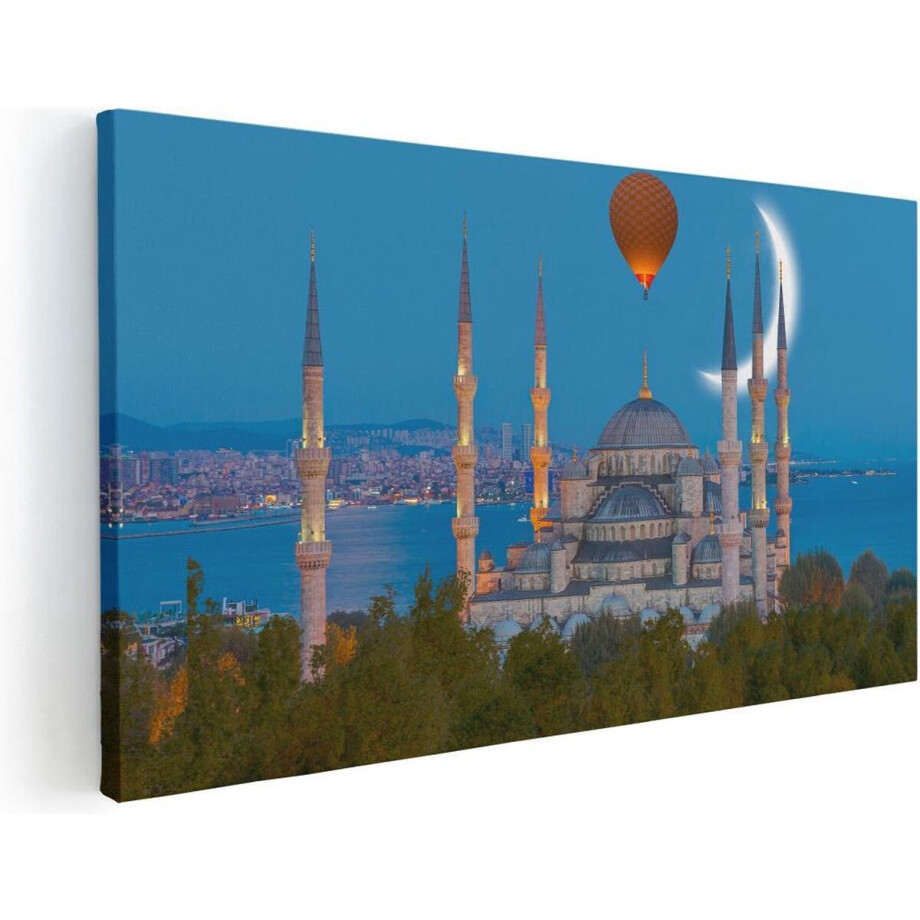 Artaza Canvas Schilderij Moskee Istanbul - 60x30 cm - Islamitische Wanddecoratie - Muurdecoratie Woonkamer - Kamer Accessoires Skyline afbeelding 1