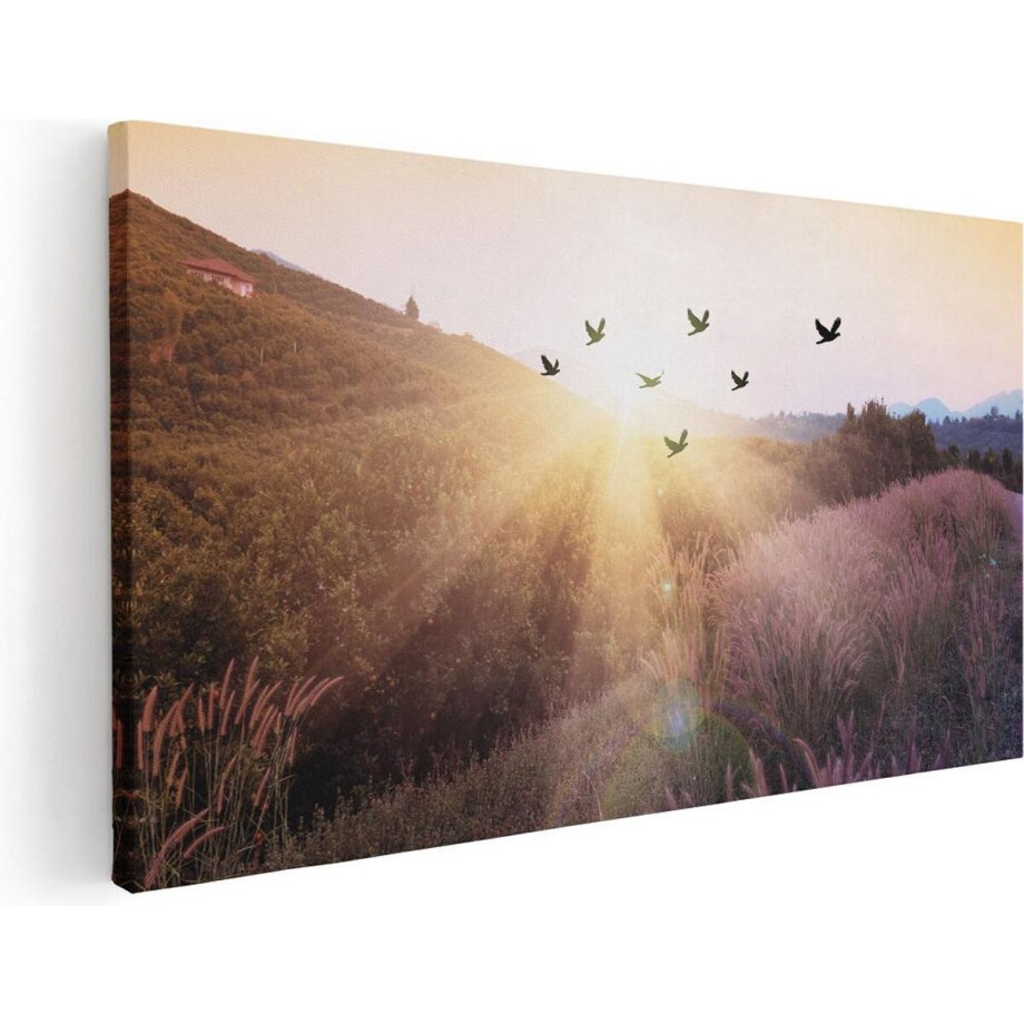 Artaza Canvas Schilderij Silhouet Zwerm Vogels Bij Zonsondergang - 60x30 - Foto Op Canvas - Canvas Print Artaza Canvas Schilderij Silhouet Zwerm Vogels Bij Zonsondergang - 60x30 - Foto Op Canvas - Canvas Print afbeelding 1