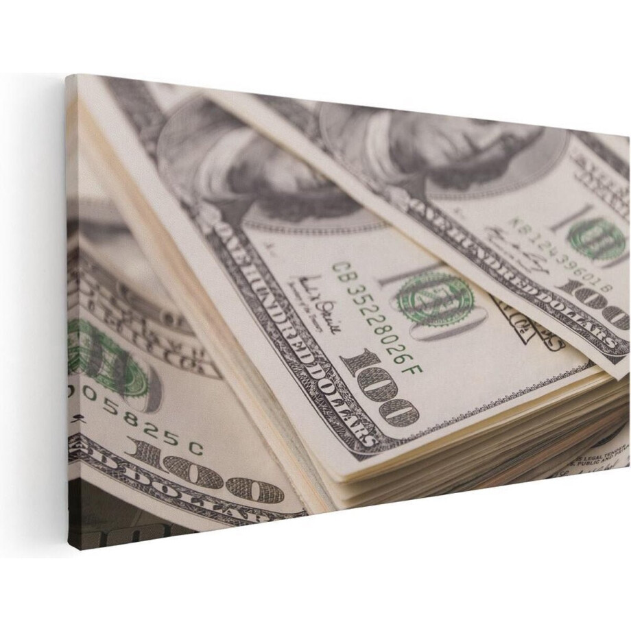 Artaza Canvas Schilderij Dollar Geld Briefjes - 40x20 - Klein - Foto Op Canvas - Canvas Print afbeelding 1