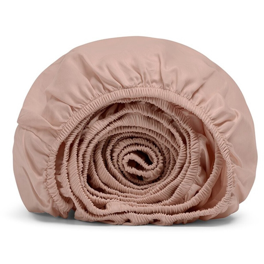 Yumeko hoeslaken katoensatijn cosmea roze 180x200x30 - Bio, eco & fairtrade afbeelding 1