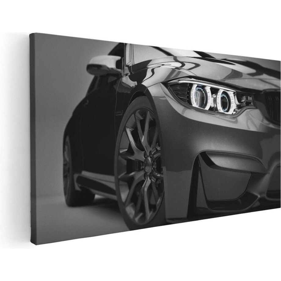 Artaza Canvas Schilderij BMW - 60x30 cm - Muurdecoratie Auto - Wanddecoratie Mancave - Kamer Accessoires Zwart afbeelding 1