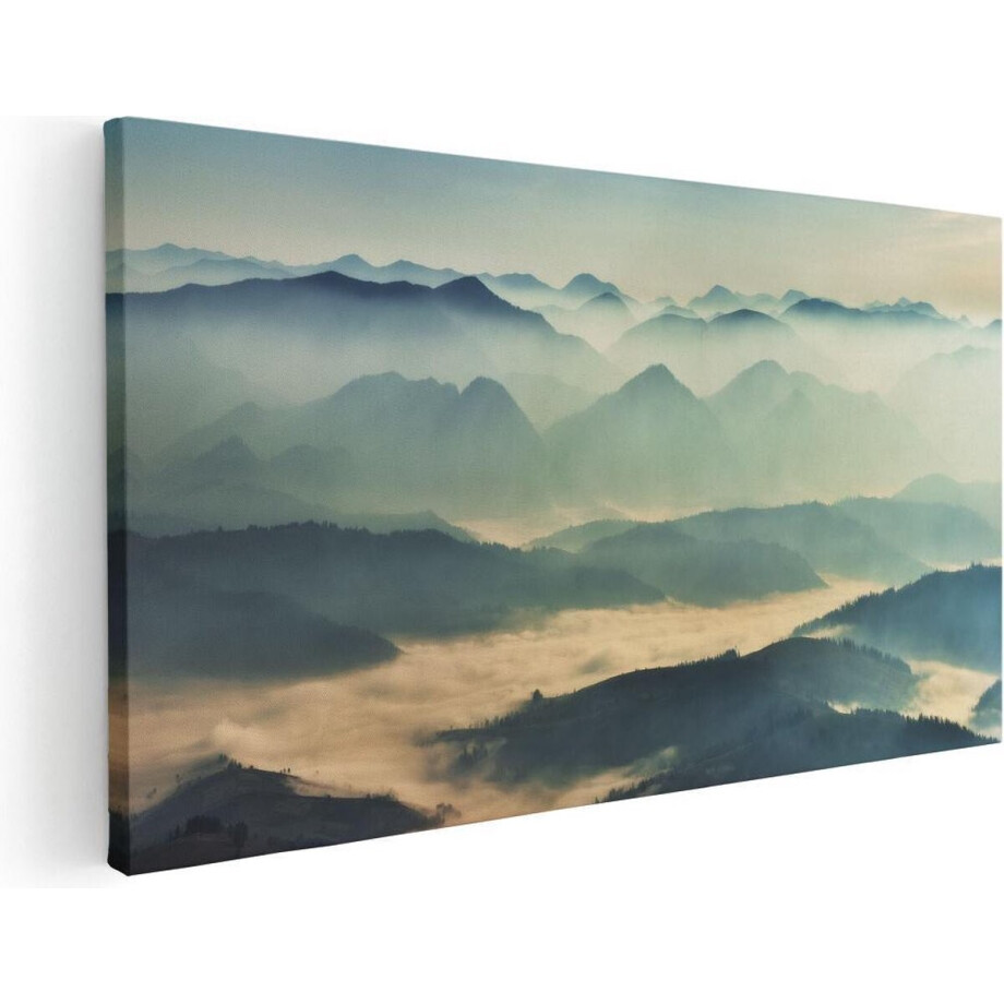 Artaza Canvas Schilderij Heuvel Landschap Tijdens De Mist - 60x30 - Foto Op Canvas - Canvas Print Artaza Canvas Schilderij Heuvel Landschap Tijdens De Mist - 60x30 - Foto Op Canvas - Canvas Print afbeelding 1