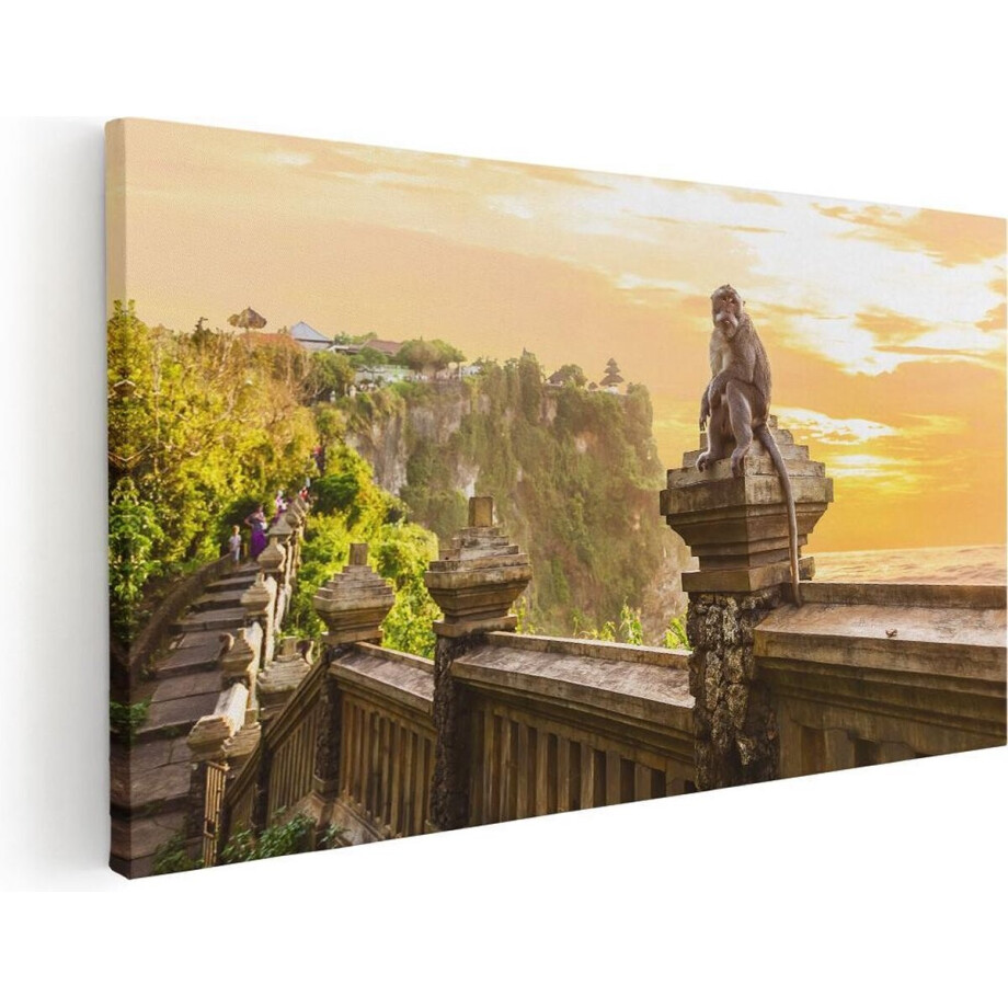 Artaza Canvas Schilderij Aap Op De Uluwatu Tempel In Bali - 120x60 - Groot - Foto Op Canvas - Canvas Print afbeelding 1