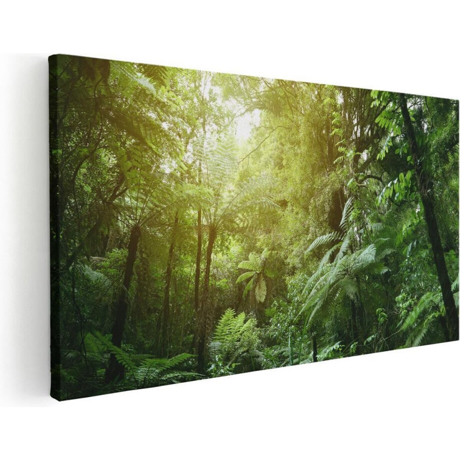 Artaza Canvas Schilderij Bos - 80x40 cm - Wanddecoratie Jungle - Muurdecoratie Woonkamer - Canvas Schilderijen Natuur afbeelding 1