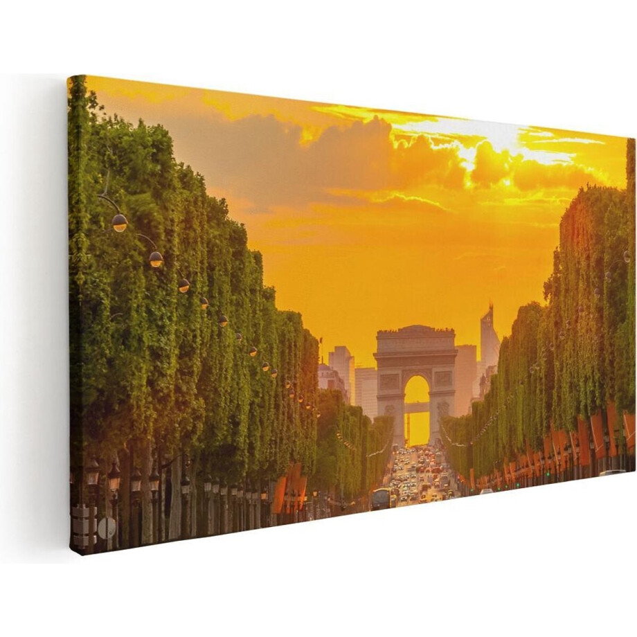Artaza Canvas Schilderij Arc De Triomphe Bij De Autoweg - 60x30 - Foto Op Canvas - Canvas Print afbeelding 1