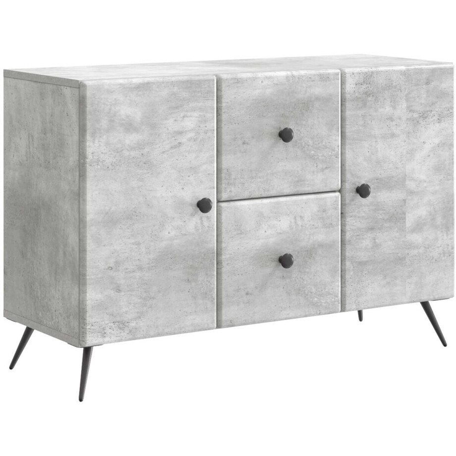 vidaXL - Dressoir - met - lade - Betongrijs - 89 - x - 34,5 - x - 60 - cm - Bewerkt - hout afbeelding 1