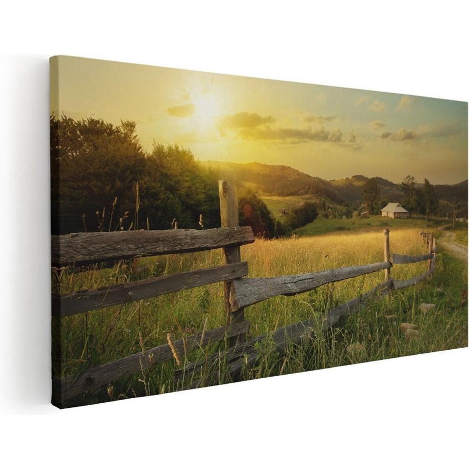 Artaza Canvas Schilderij Landschap Zonsondergang - 40x20 cm - Klein - Wanddecoratie Natuur - Muurdecoratie Weiland - Schilderijen Op Canvas Artaza Canvas Schilderij Landschap Zonsondergang - 40x20 cm - Klein - Wanddecoratie Natuur - Muurdecoratie Weiland - Schilderijen Op Canvas afbeelding 1