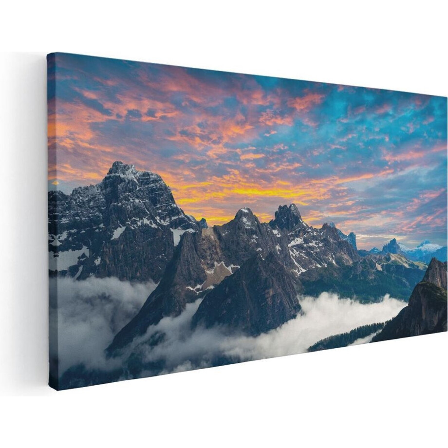Artaza Canvas Schilderij Bergen Landschap Met Wolken In Italië - 100x50 - Groot - Foto Op Canvas - Canvas Print afbeelding 1