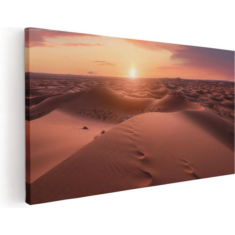 Artaza Canvas Schilderij Woestijn in de Sahara bij Zonsondergang - 100x50 - Groot - Foto Op Canvas - Canvas Print afbeelding 1