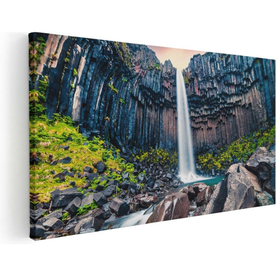 Artaza Canvas Schilderij Waterval In IJsland  - 120x60 - Groot - Foto Op Canvas - Canvas Print afbeelding 1
