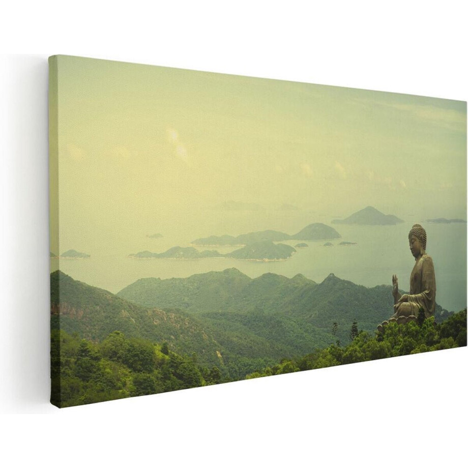 Artaza Canvas Schilderij Boeddha Standbeeld In Het Bos - 80x40 - Foto Op Canvas - Canvas Print afbeelding 1