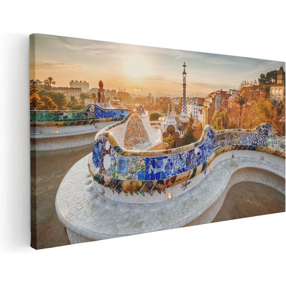 Artaza Canvas Schilderij Park Güell in Barcelona - 60x30 - Foto Op Canvas - Canvas Print afbeelding 1