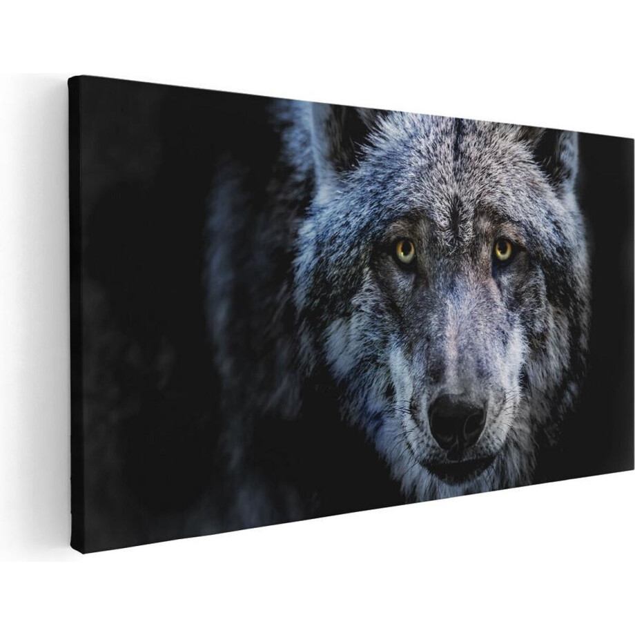 Artaza Canvas Schilderij Grijze Wolvenkop - Wolf - 120x60 - Groot - Foto Op Canvas - Canvas Print afbeelding 1