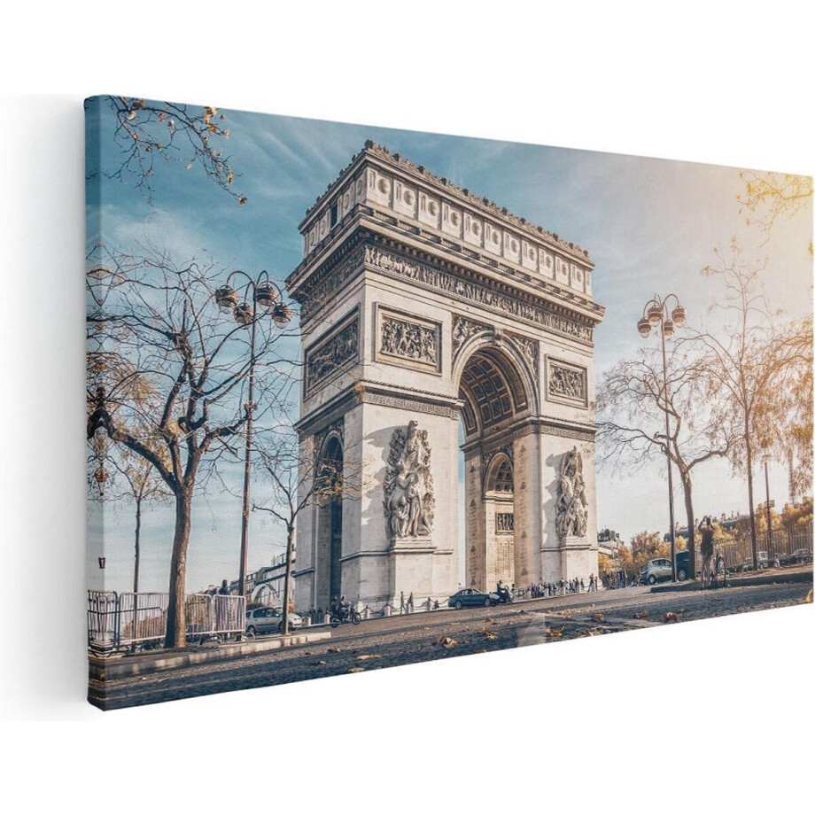 Artaza Canvas Schilderij Arc De Triomphe In Parijs Tijdens De Herfst - 40x20 - Klein - Foto Op Canvas - Canvas Print afbeelding 1