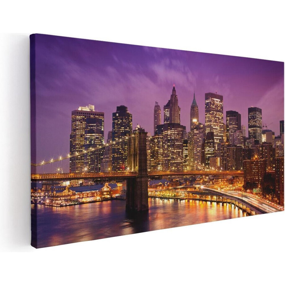 Artaza Canvas Schilderij Skyline New York Van Centrum In Het Paars - 60x30 - Foto Op Canvas - Canvas Print Artaza Canvas Schilderij Skyline New York Van Centrum In Het Paars - 60x30 - Foto Op Canvas - Canvas Print afbeelding 1