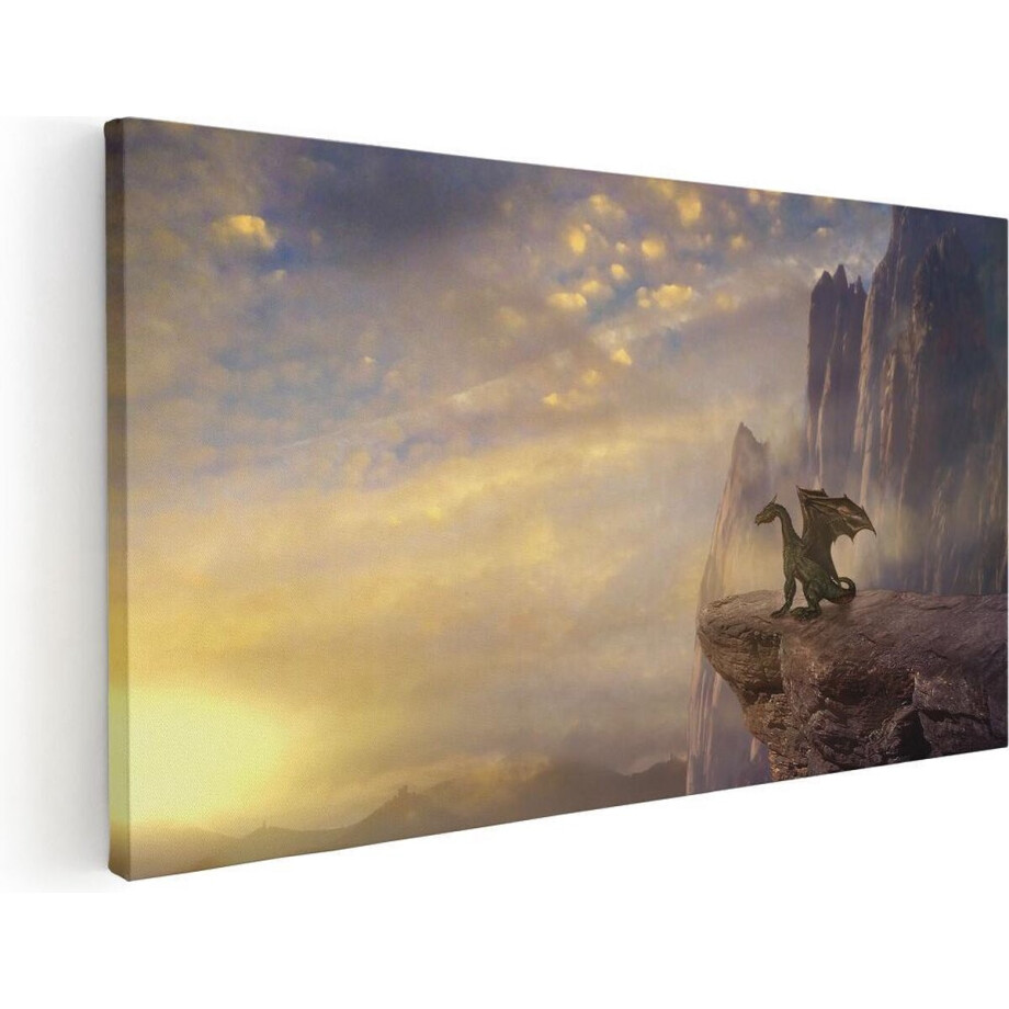Artaza Canvas Schilderij Draak op een Rots bij Zonsondergang - 60x30 - Foto Op Canvas - Canvas Print Artaza Canvas Schilderij Draak op een Rots bij Zonsondergang - 60x30 - Foto Op Canvas - Canvas Print afbeelding 1