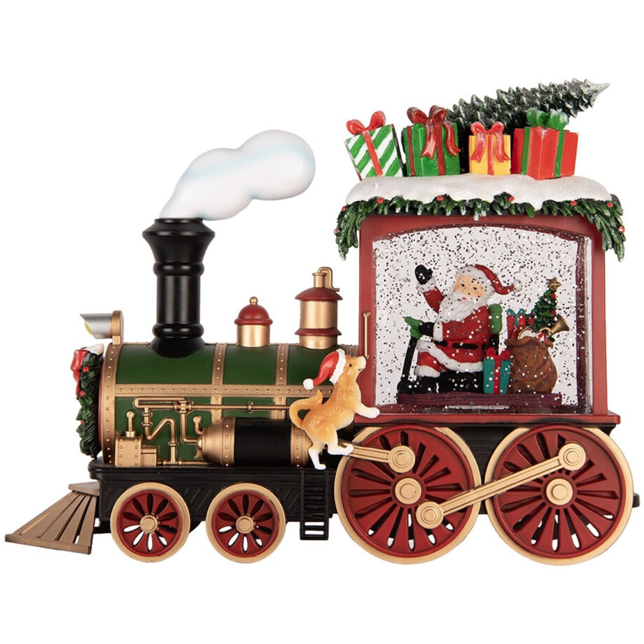 Clayre & Eef Kerstdecoratie met LED-verlichting en muziek Trein 31x10x24 cm / 3xAA Rood Kunststof afbeelding 1