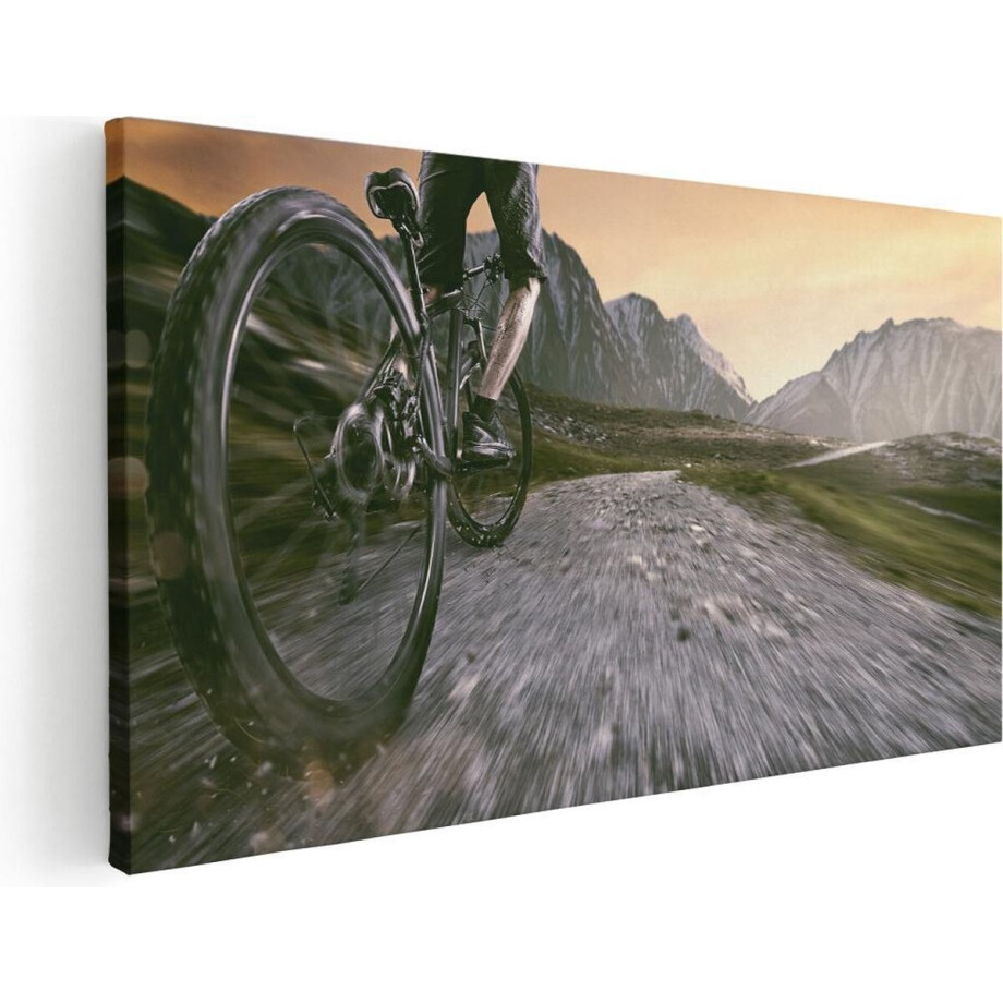 Artaza Canvas Schilderij Mountainbike - 100x50 cm - Wanddecoratie Fiets - Muurdecoratie Bergen - Schilderijen Op Canvas Artaza Canvas Schilderij Mountainbike - 100x50 cm - Wanddecoratie Fiets - Muurdecoratie Bergen - Schilderijen Op Canvas afbeelding 1