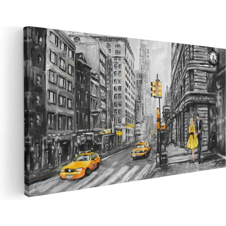 Artaza Canvas Schilderij Geschilderde New York Tekening - Zwart Wit - 80x40 - Foto Op Canvas - Canvas Print Artaza Canvas Schilderij Geschilderde New York Tekening - Zwart Wit - 80x40 - Foto Op Canvas - Canvas Print afbeelding 1